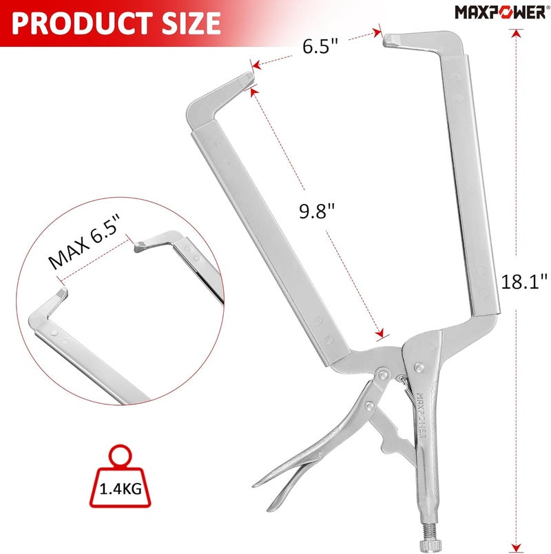 Max Power 18-inch C Clamp Locking Pliers, Locking C Clamp with Regular Tips, MAX Jaw Capacity Up to 6.5" - Image 2